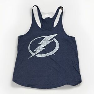 Tampa Bay Lightning Calhoun Women's Racerback Tank, Blue, Distressed Logo, XL